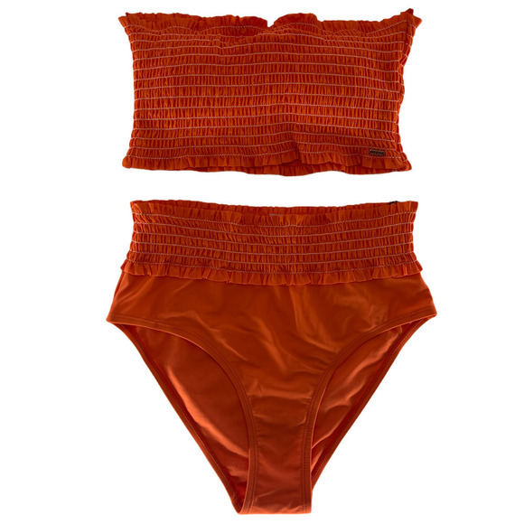 XOXO Orange Smocked Bandeau Bikini Size S - Picture 1 of 4